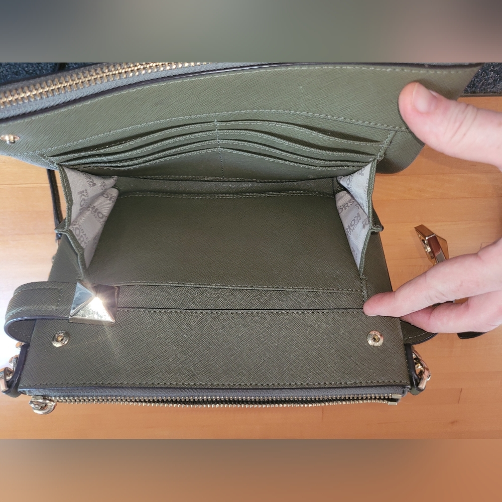 Michael Kors Karla Leather Crossbody Bag,  Army Green - Picture 11 of 13